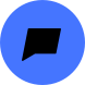 A black speech bubble with a blue background.